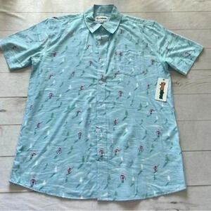 Tipsy Elves Men's Christmas Skiing
Santa Hawaian Button down Shirt NWT New